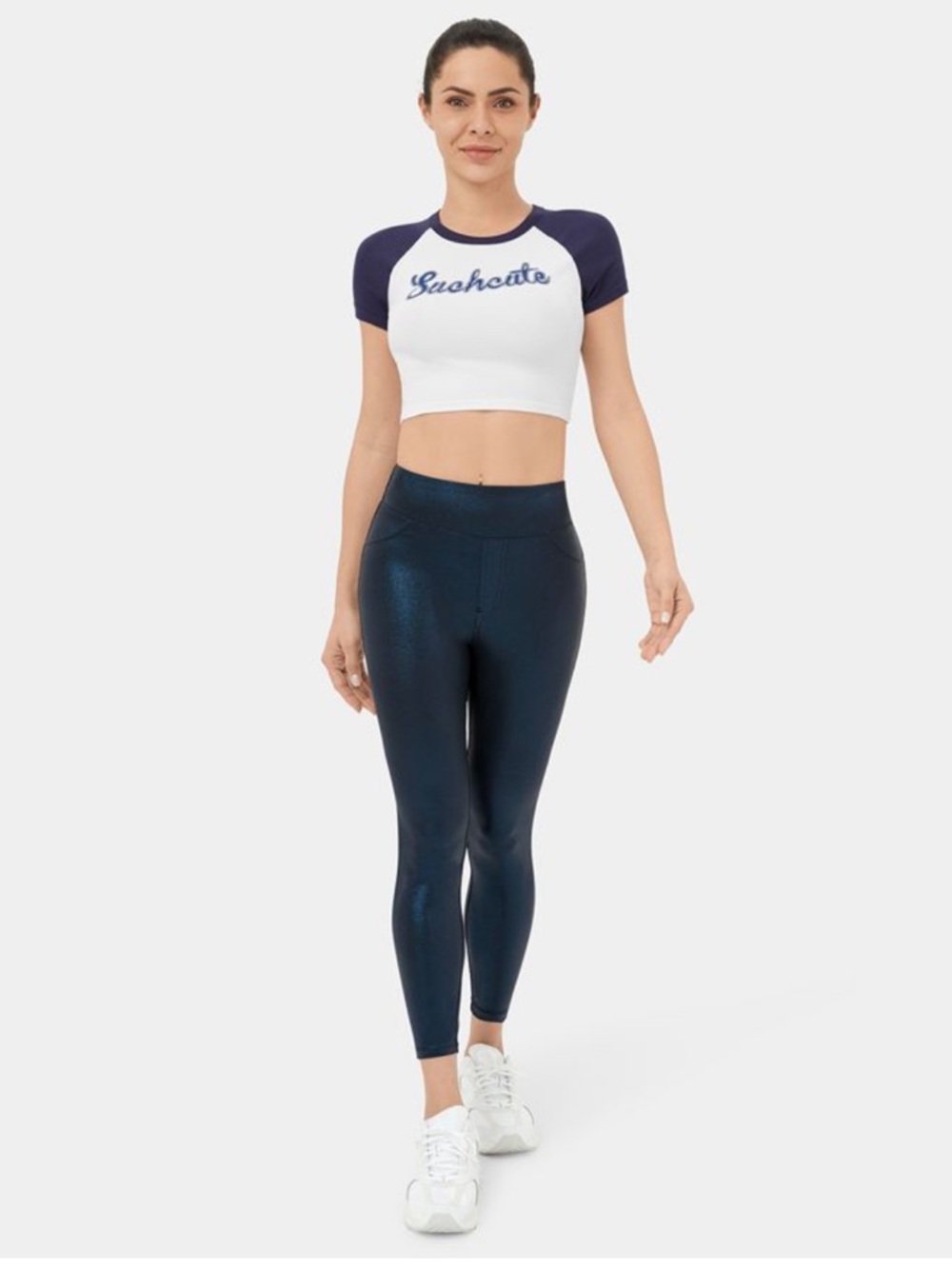 SoftlyZero™ Faux Leather High Waisted Pocket Work Leggings - Picture 5 of 10